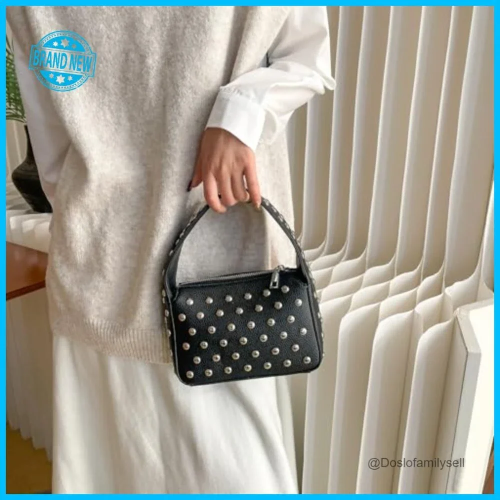 Studded Shoulder Bag Y2K Purse Small PU Handbag Chic Street Wear - Picture 2 of 7